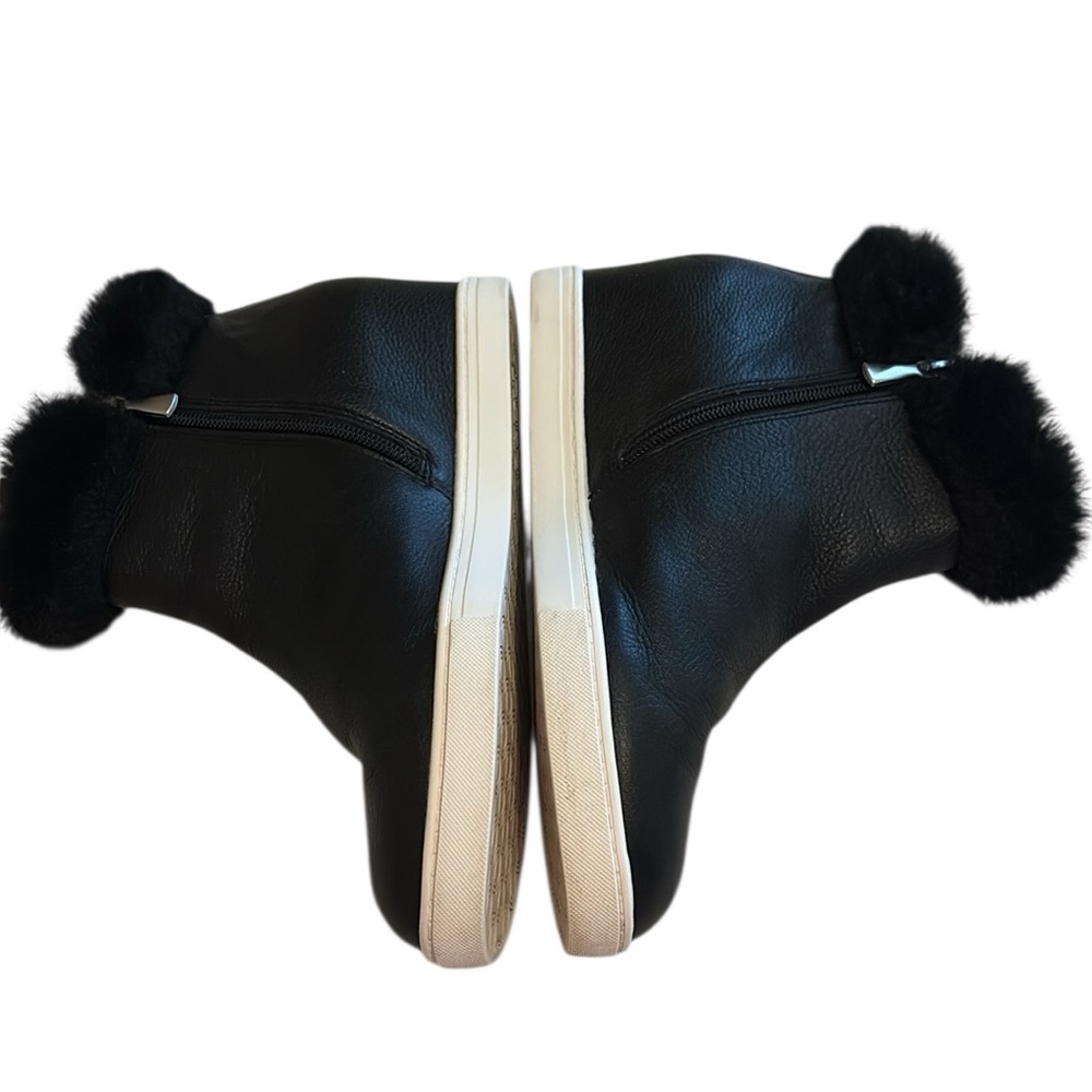 Linea Paolo Flossie Leather with Faux Fur Cuff Wedge Booties, size 8 - Picture 4 of 8